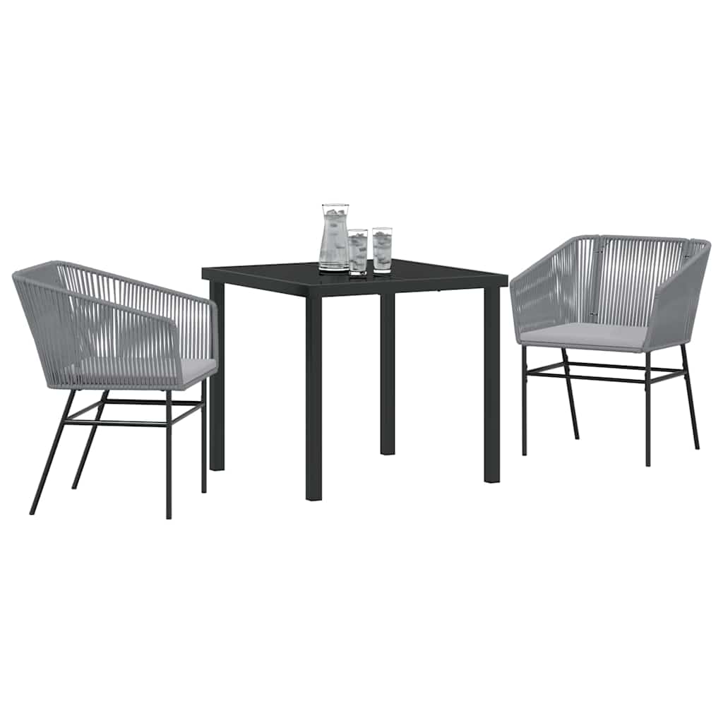 Garden Dining Set 3 pcs Grey Poly rattan
