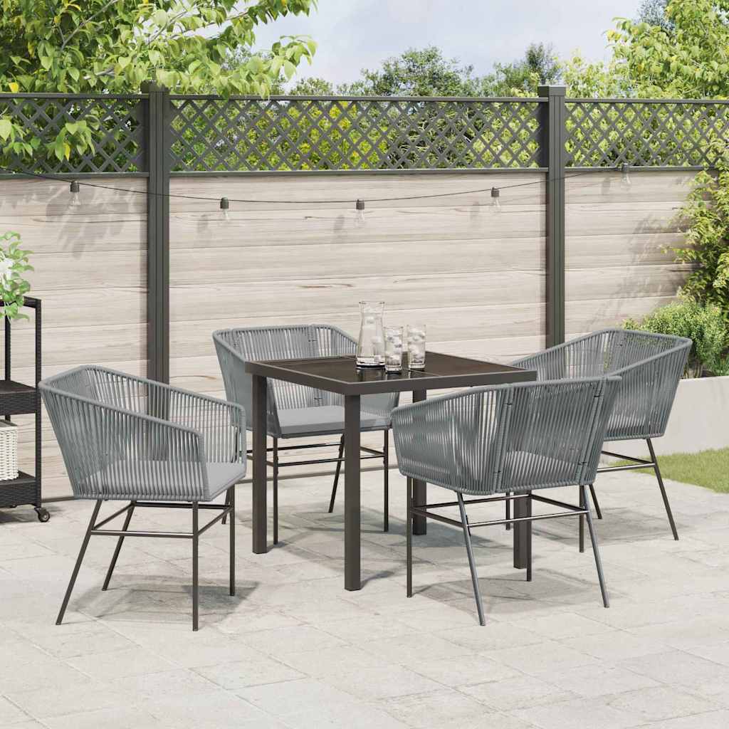 Garden Dining Set 5 pcs Grey Poly rattan