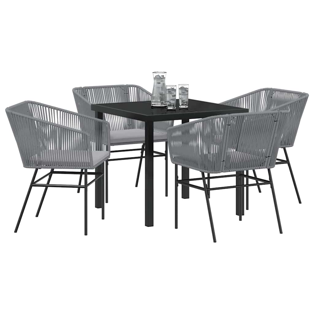 Garden Dining Set 5 pcs Grey Poly rattan