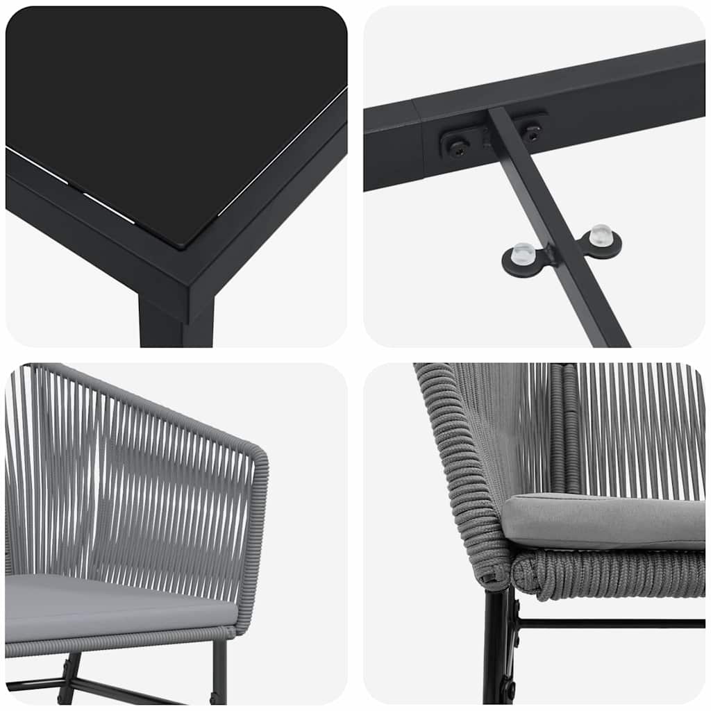 Garden Dining Set 5 pcs Grey Poly rattan