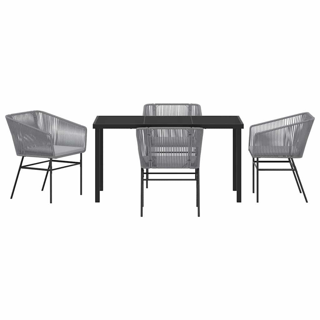 Garden Dining Set 5 pcs Grey Poly rattan