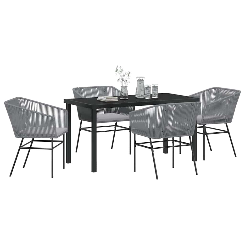 Garden Dining Set 5 pcs Grey Poly rattan