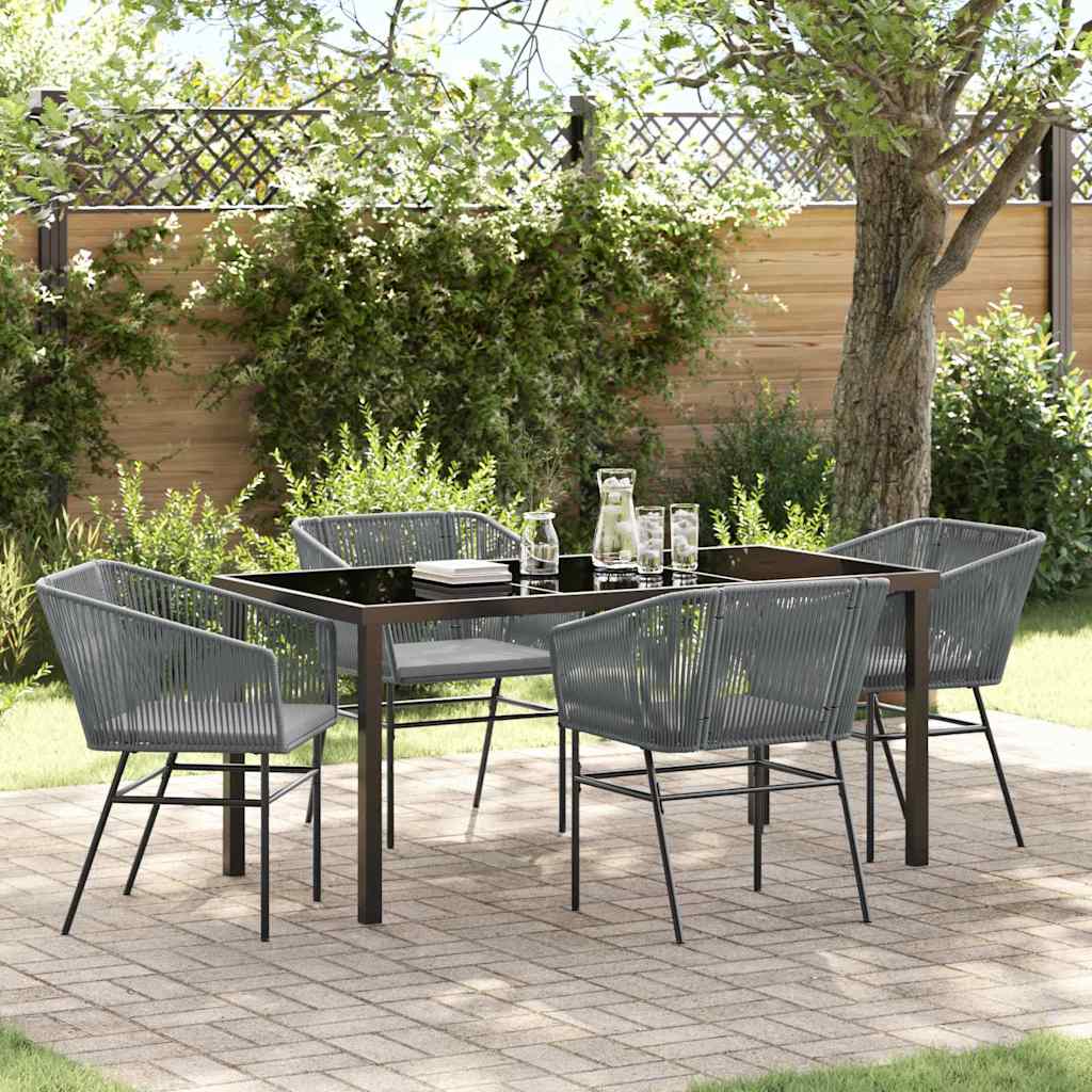 Garden Dining Set 5 pcs Grey Poly rattan