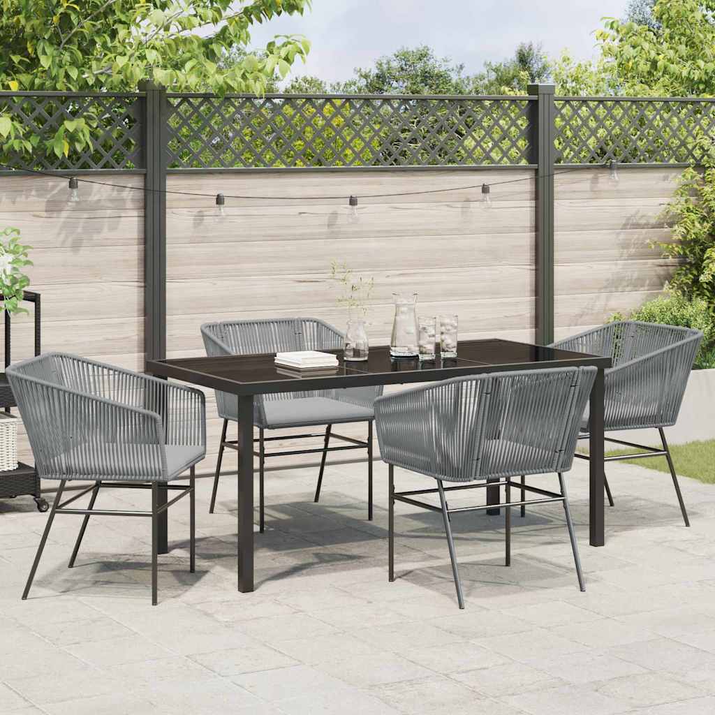 Garden Dining Set 5 pcs Grey Poly rattan
