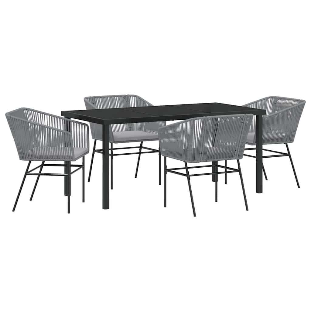 Garden Dining Set 5 pcs Grey Poly rattan