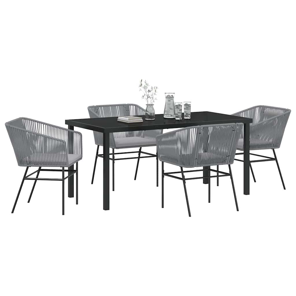 Garden Dining Set 5 pcs Grey Poly rattan