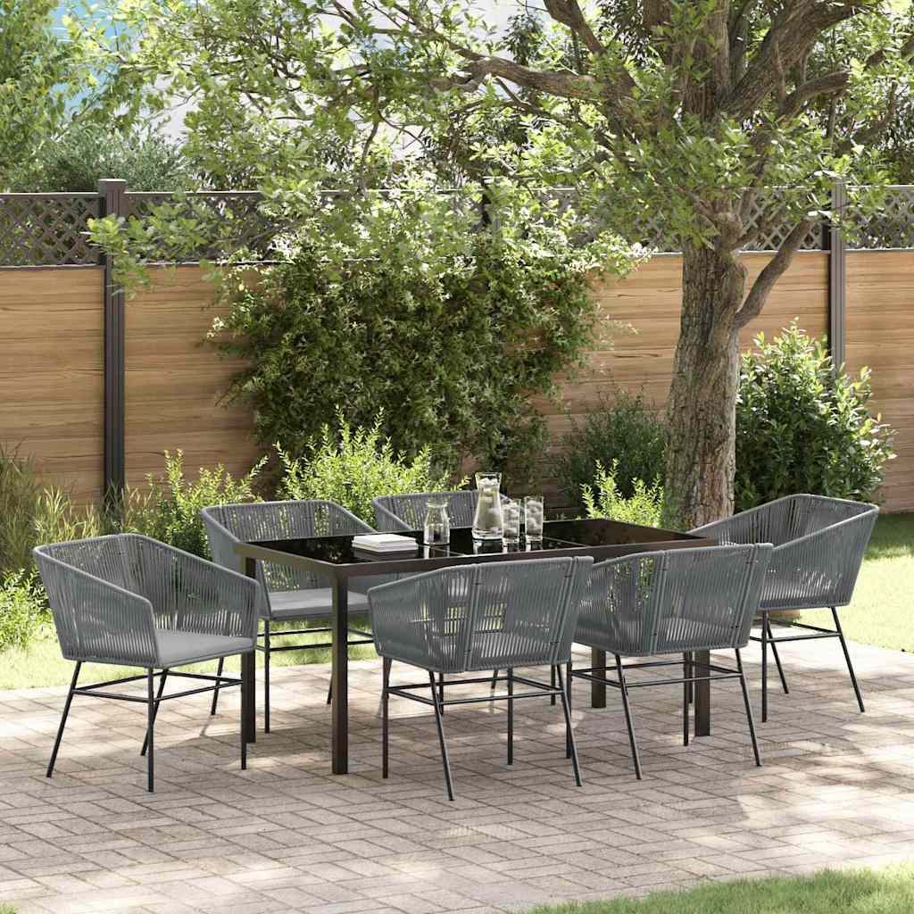 Garden Dining Set 7 pcs Grey Poly rattan