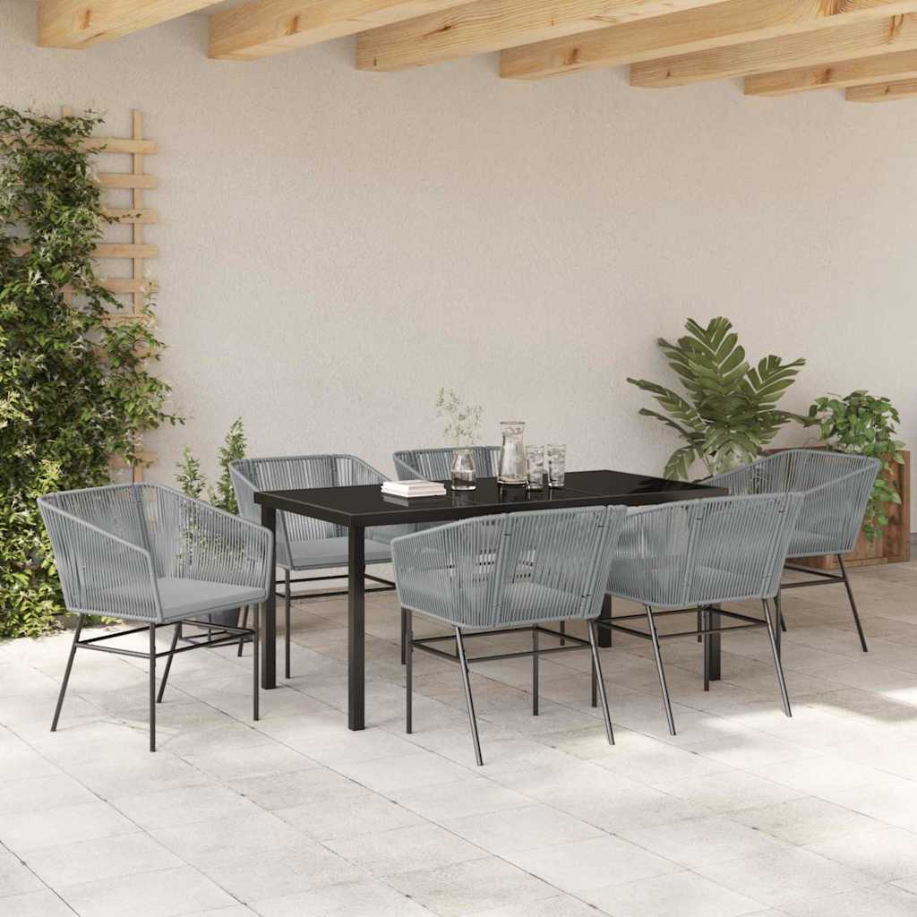 Garden Dining Set 7 pcs Grey Poly rattan