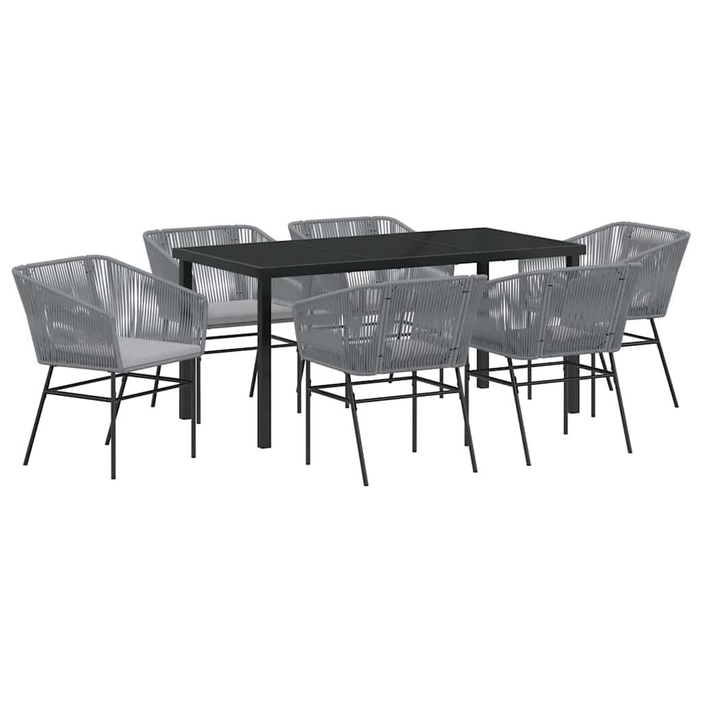Garden Dining Set 7 pcs Grey Poly rattan