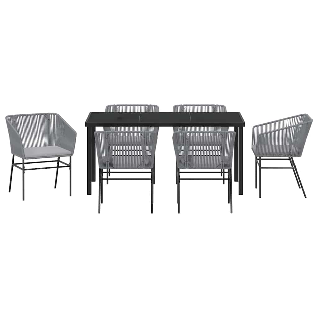Garden Dining Set 7 pcs Grey Poly rattan