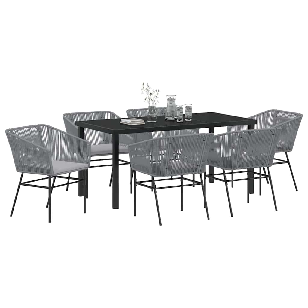 Garden Dining Set 7 pcs Grey Poly rattan