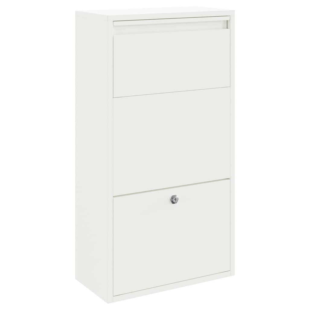 Parcel Drop Box with Storage White 44 x 22 x 82 cm Steel