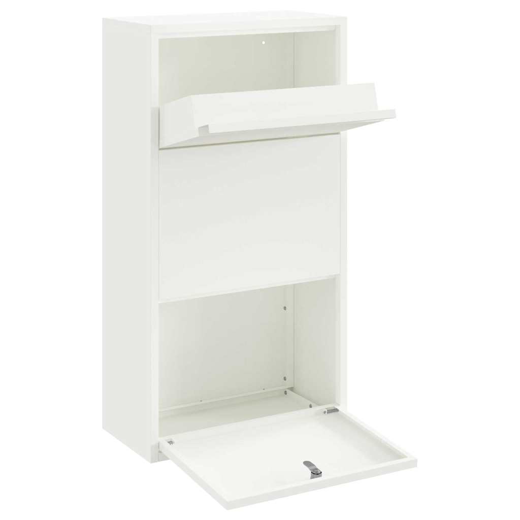 Parcel Drop Box with Storage White 44 x 22 x 82 cm Steel