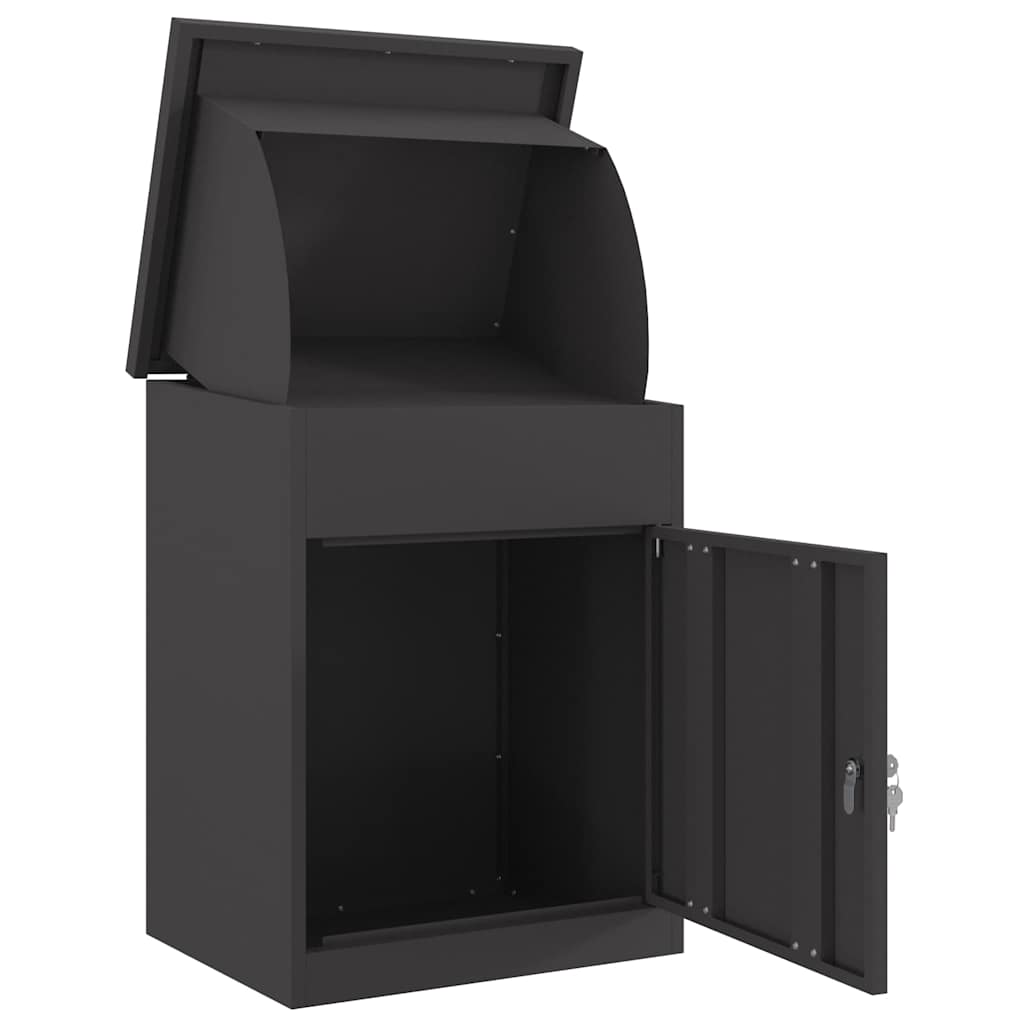 Parcel Drop Box with Storage Black 47.5 x 38 x 59 cm Steel