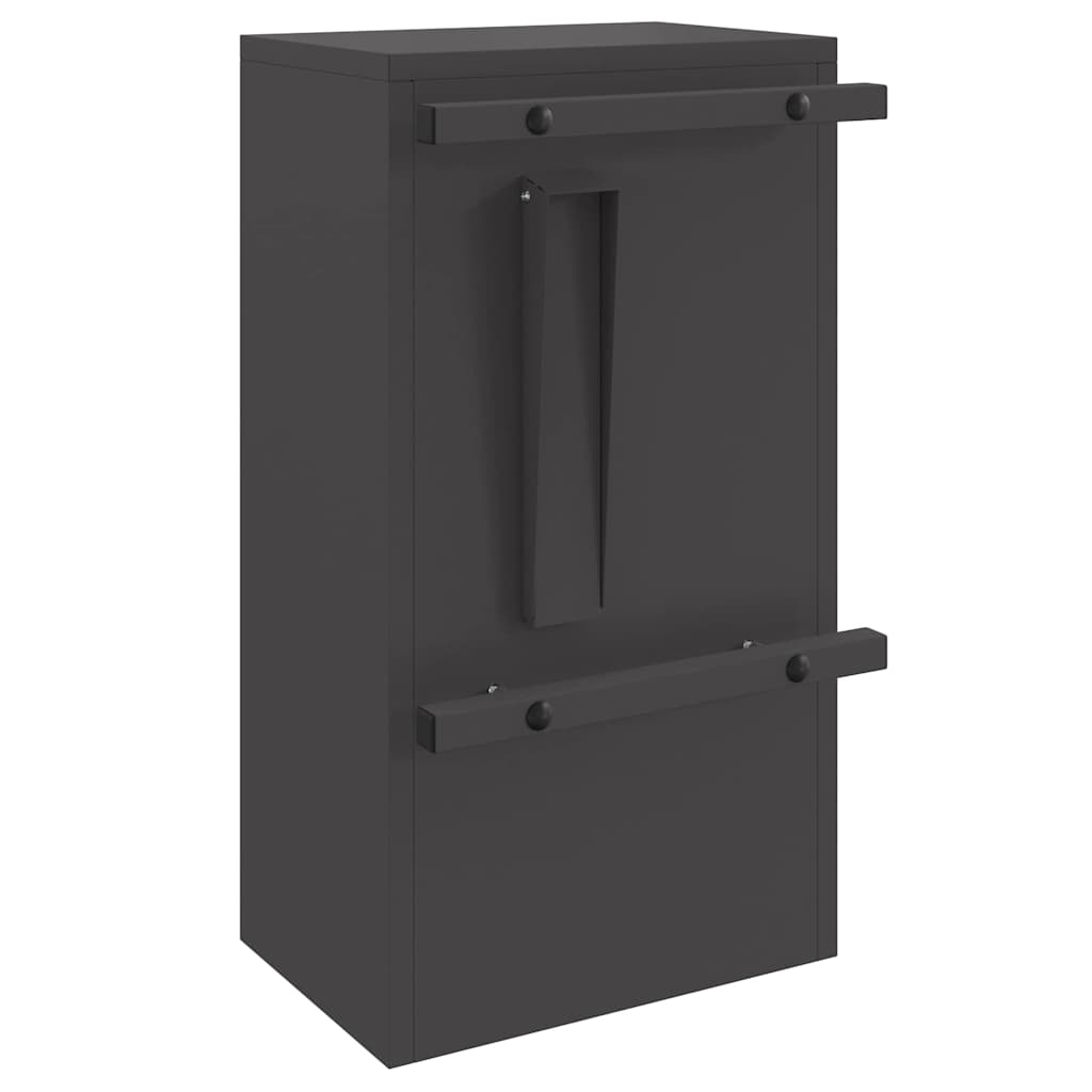 Mailbox with Storage with Door Black 30 x 20 x 55 cm Steel