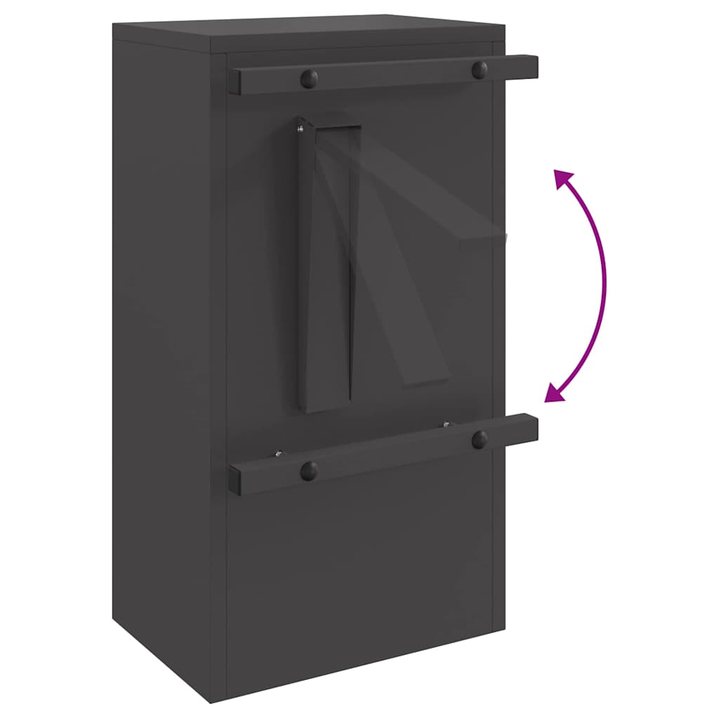 Mailbox with Storage with Door Black 30 x 20 x 55 cm Steel