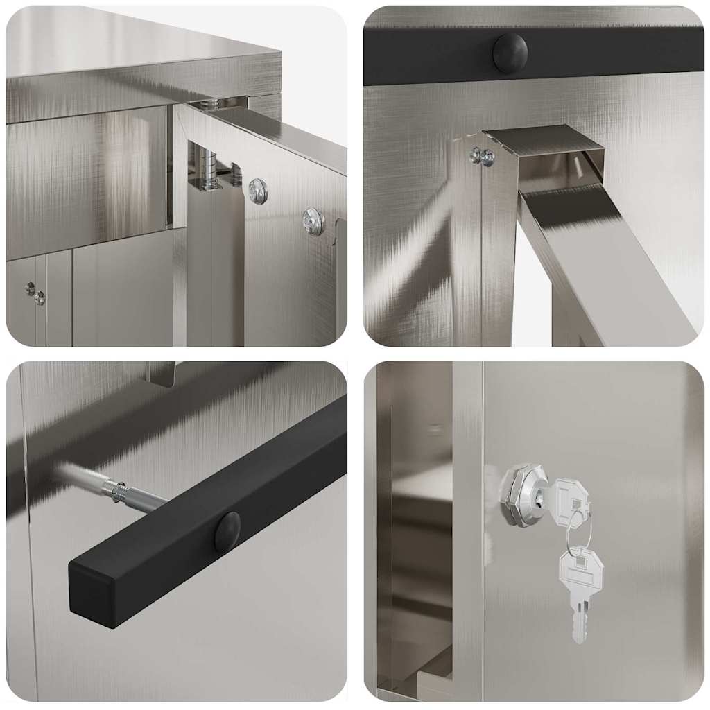 Mailbox with Storage Silver 30 x 20 x 55 cm Stainless Steel