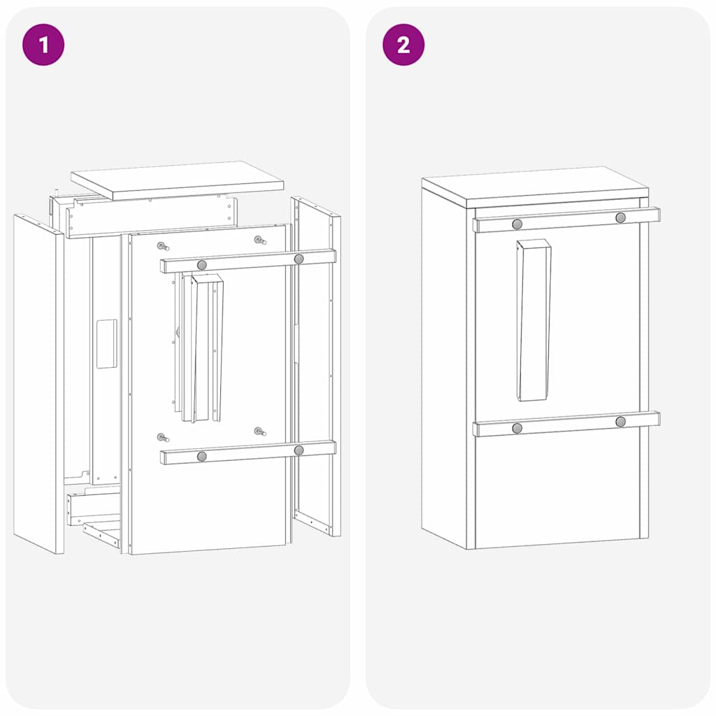 Mailbox Black 30 x 23 x 55 cm Galvanised steel