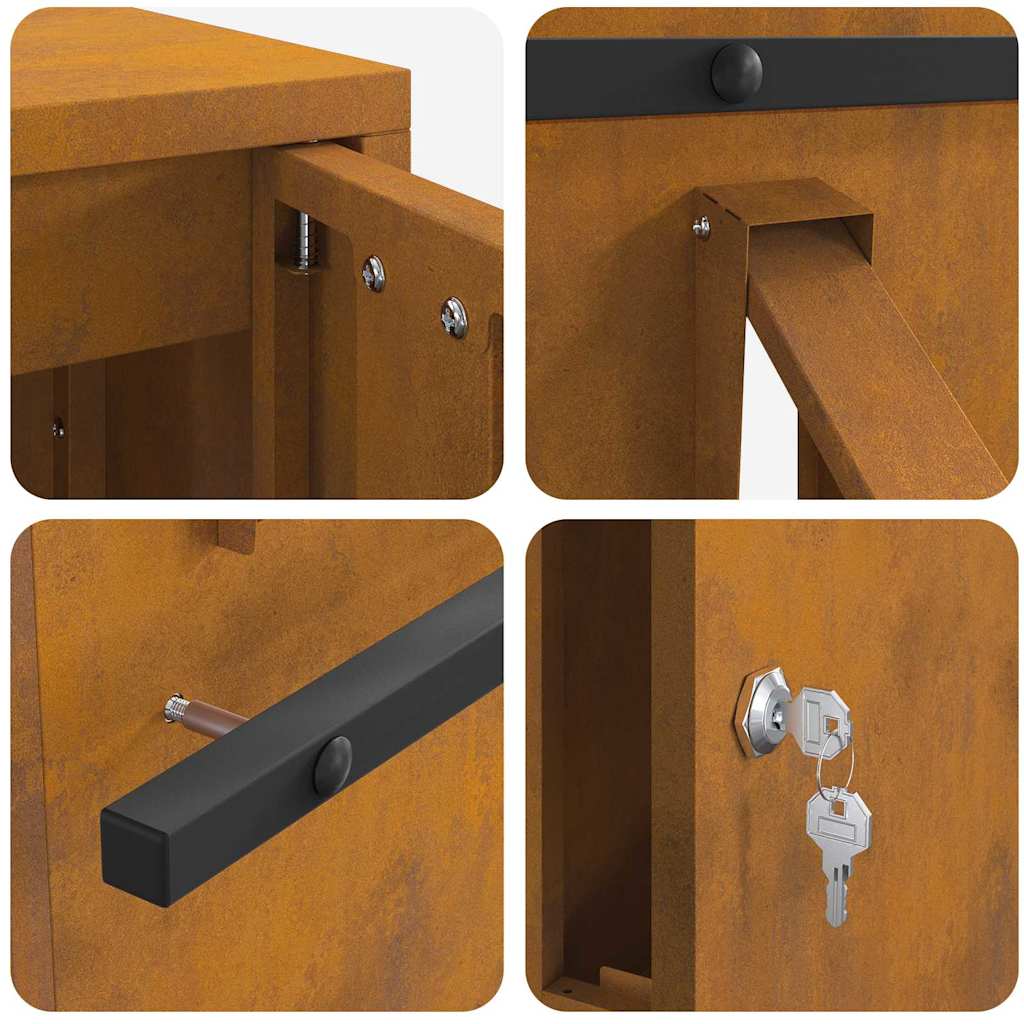 Mailbox Rusty 30 x 23 x 55 cm Weathering steel
