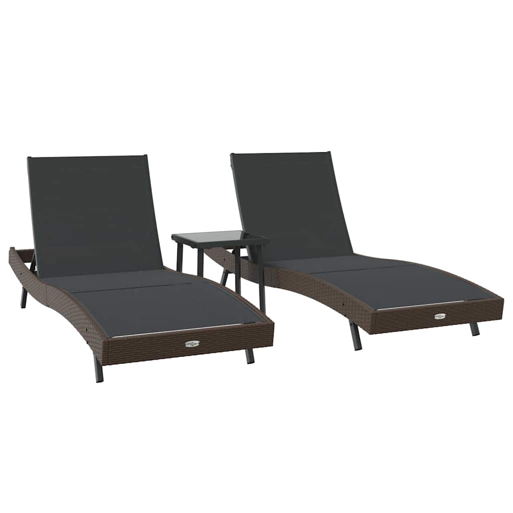 Sun Loungers 3 pcs Brown 40 x 40 x 40.5 cm Poly Rattan