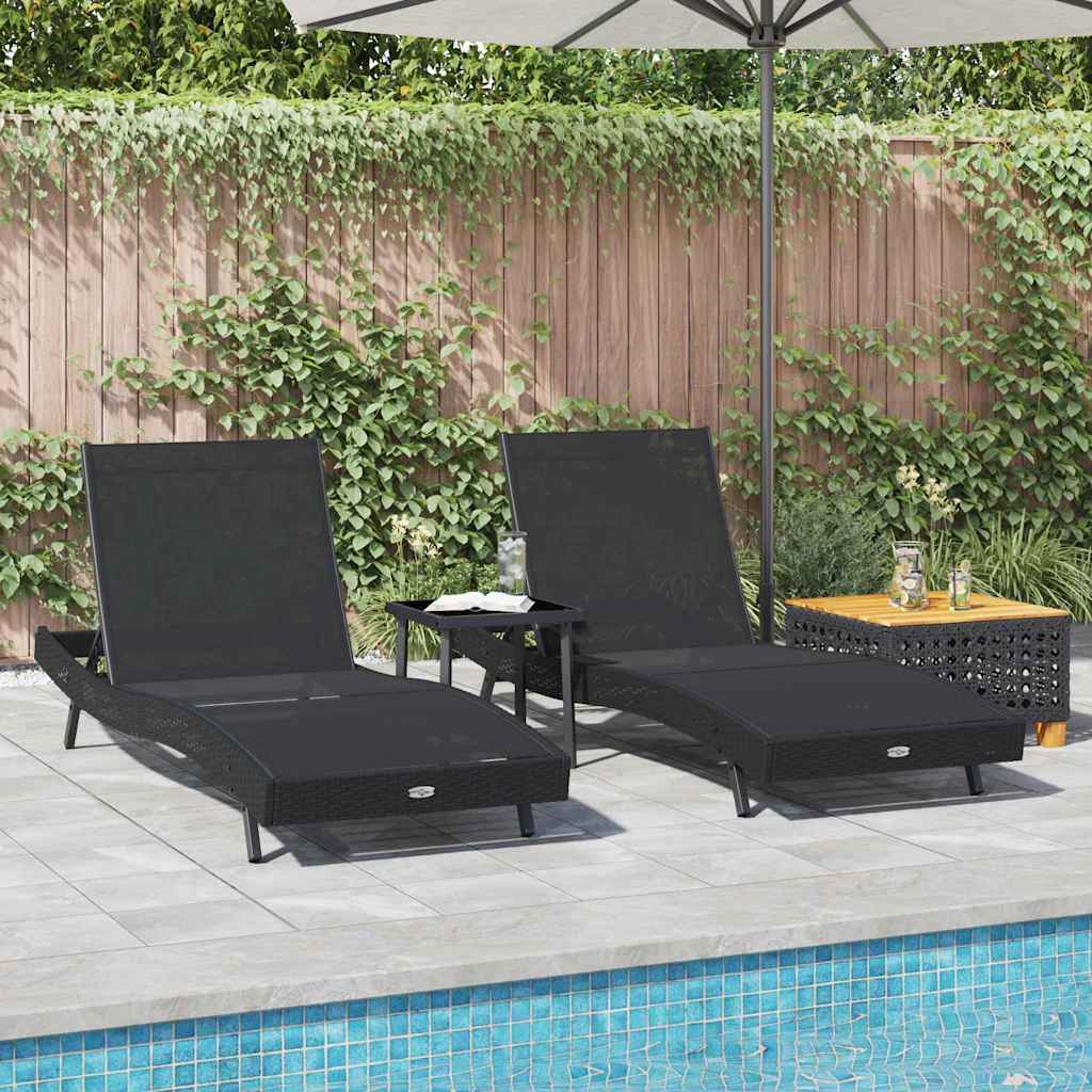 Sun Loungers 3 pcs Black 40 x 40 x 40.5 cm Poly Rattan
