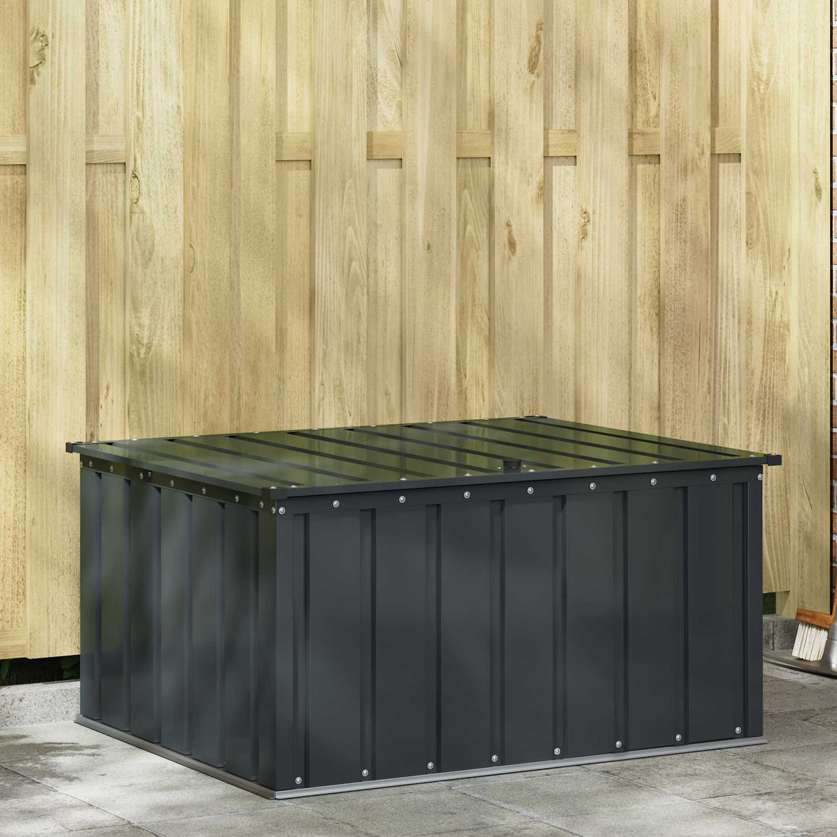 Garden Storage Box Black 101 x 82 x 50 cm Steel