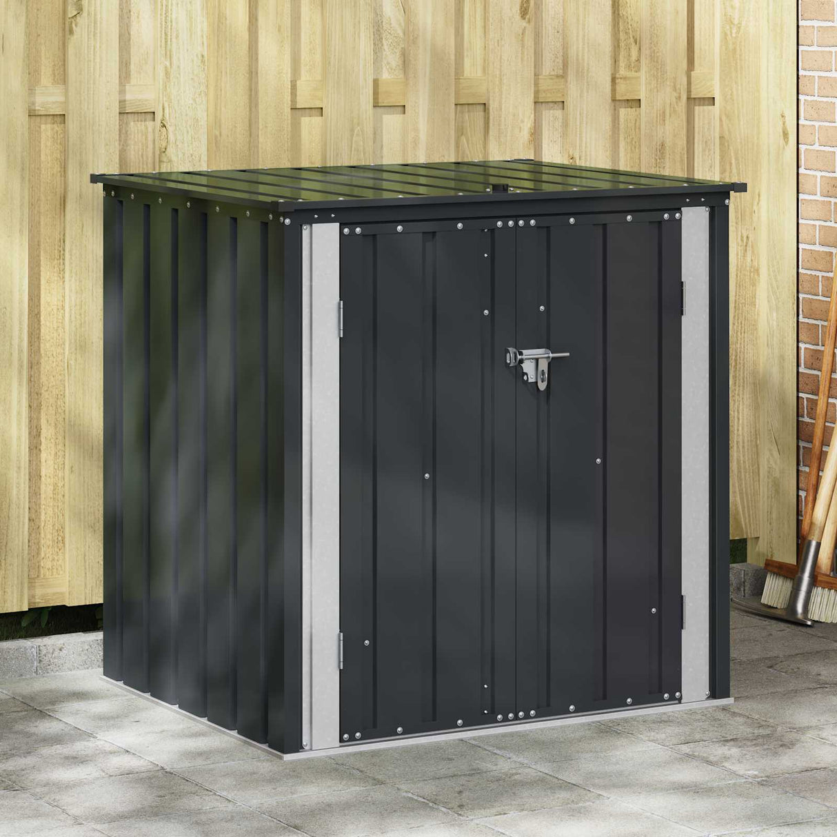 Garden Storage Box Black 101.5 x 82 x 100 cm Steel