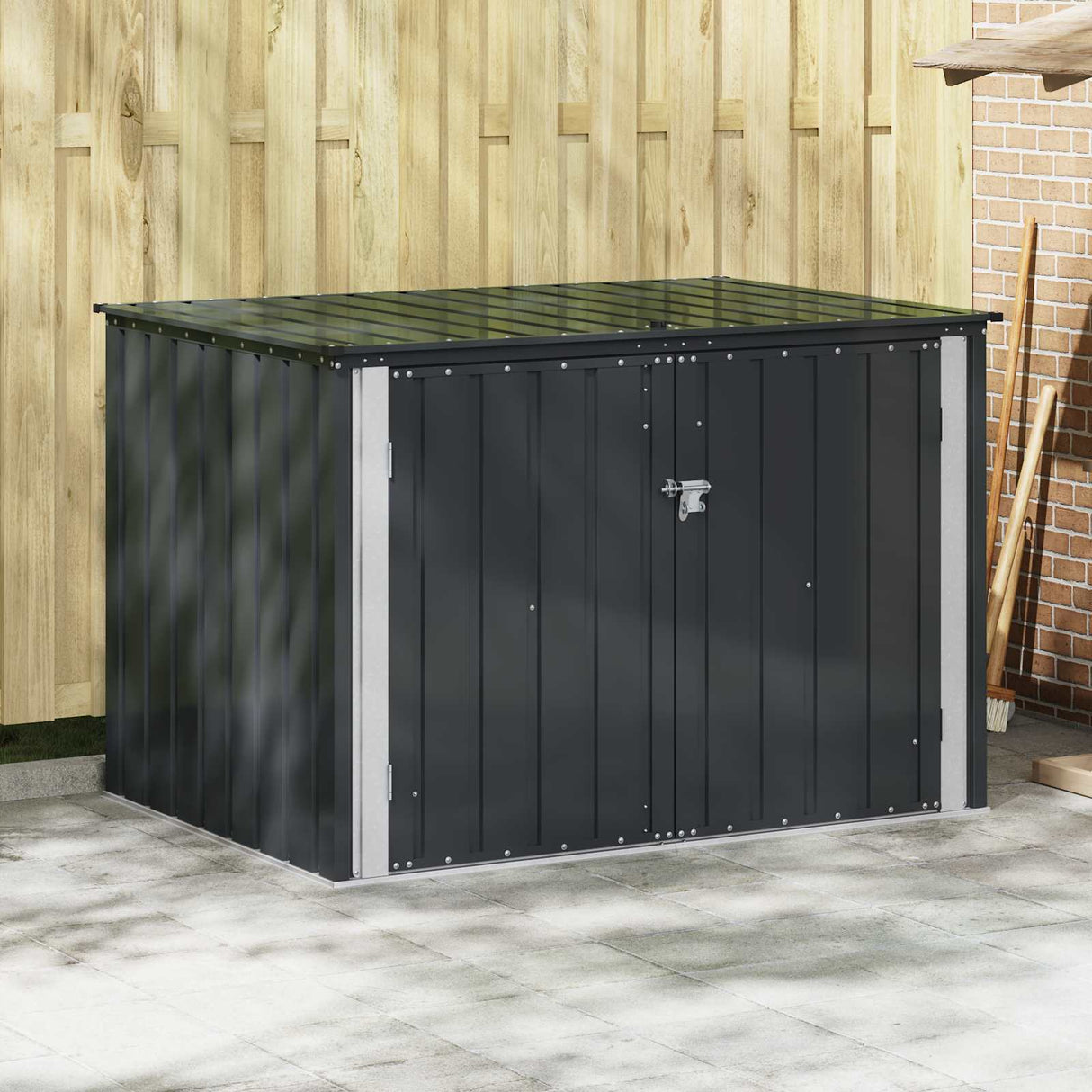 Garden Storage Box Black 151.5 x 107 x 100 cm Steel
