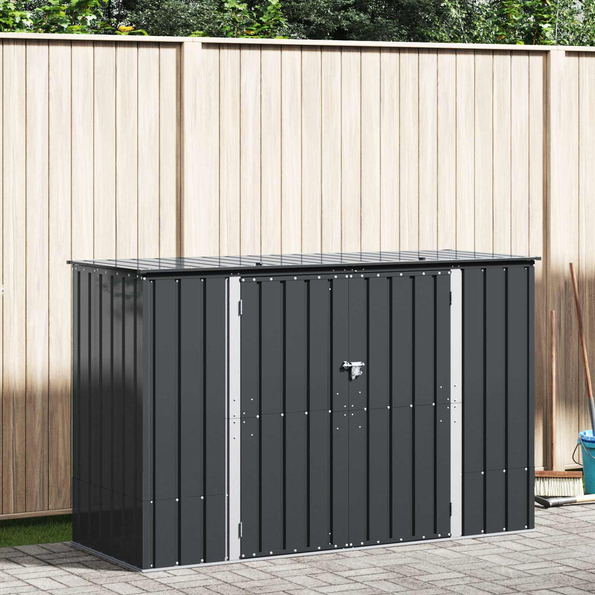 Garden Storage Box Black 214 x 82 x 132 cm Steel