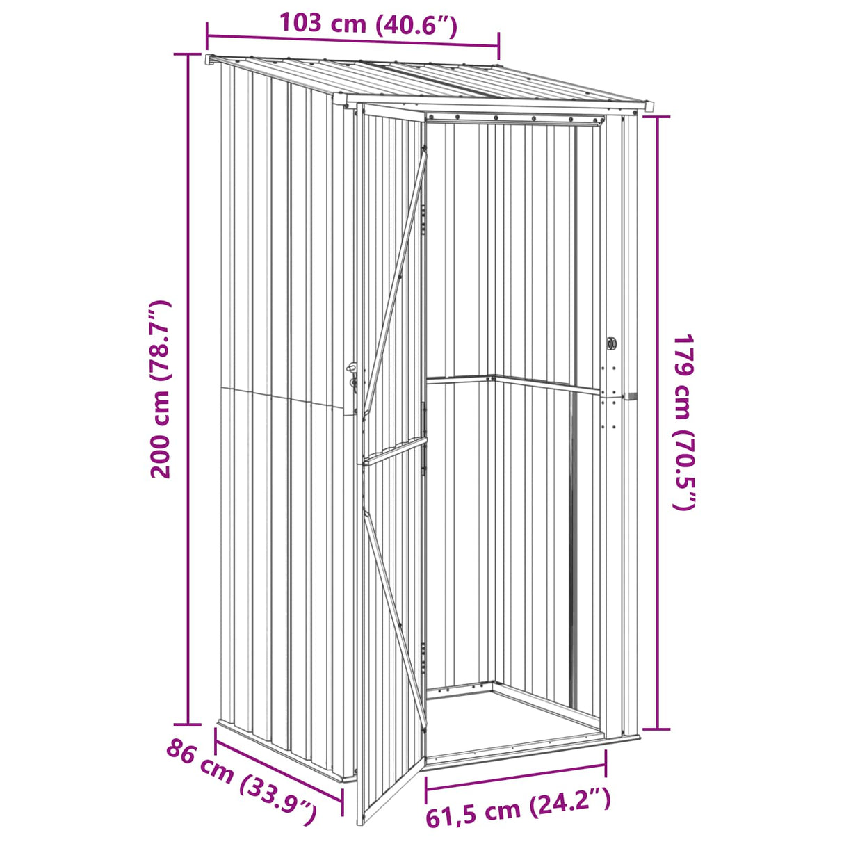 Garden Sheds Anthracite 103 x 86 x 200 cm Metal