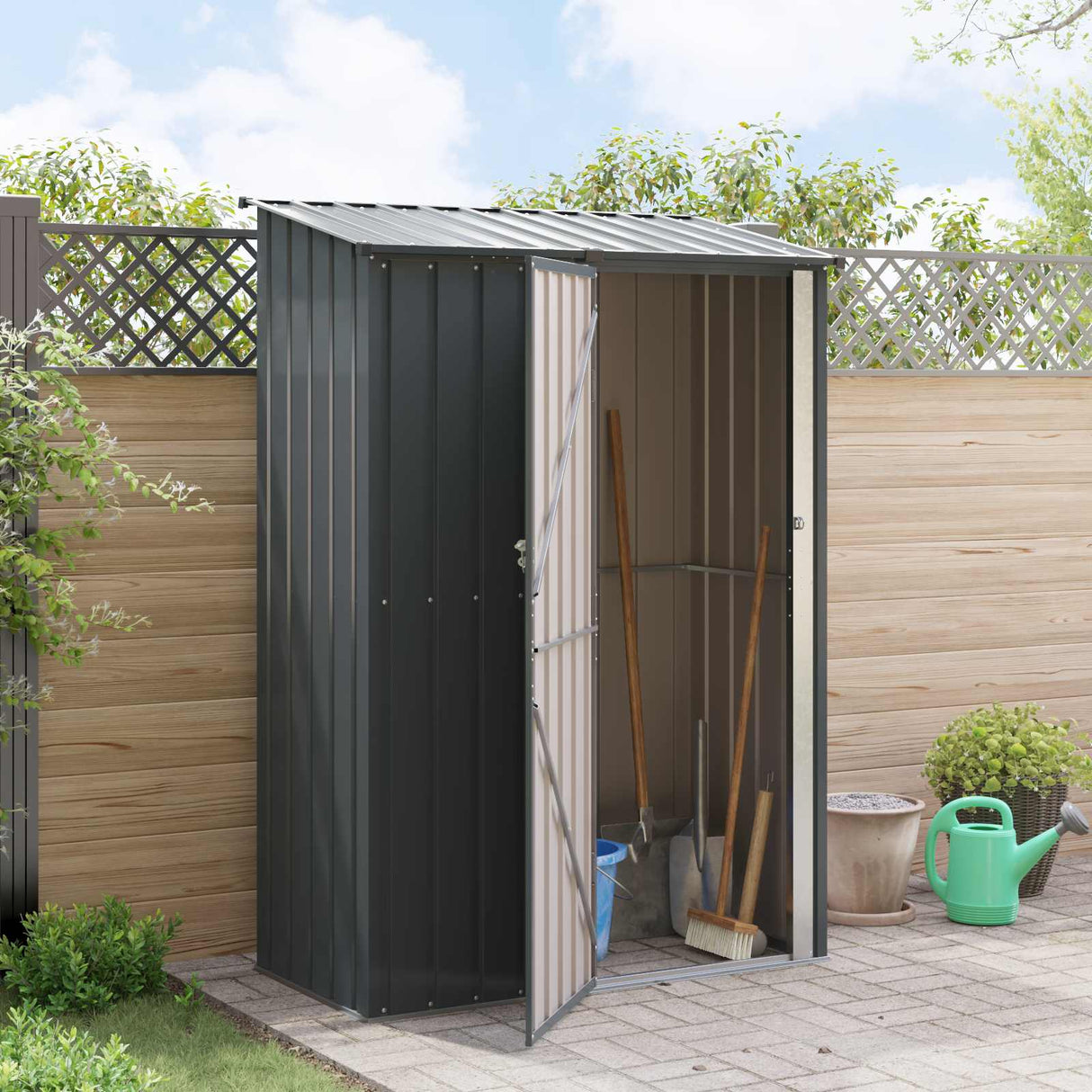 Garden Sheds Anthracite 140.5 x 74 x 200 cm Metal
