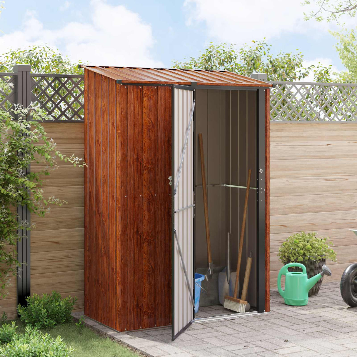 Garden Sheds Brown 140.5 x 74 x 200 cm Metal
