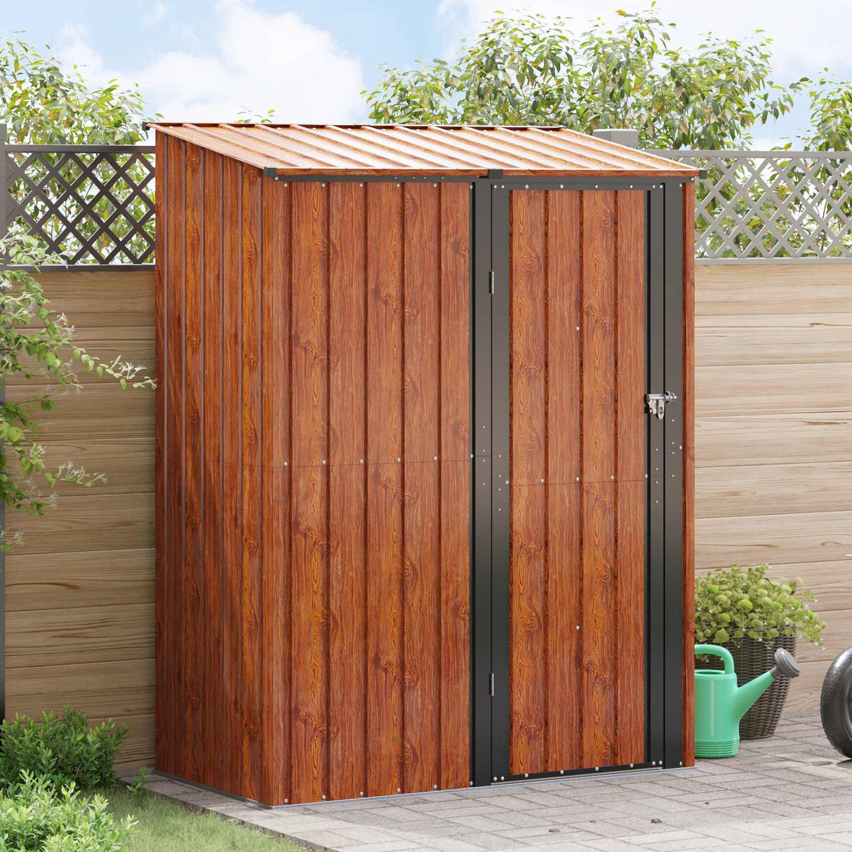 Garden Sheds Brown 153.5 x 86 x 200 cm Metal
