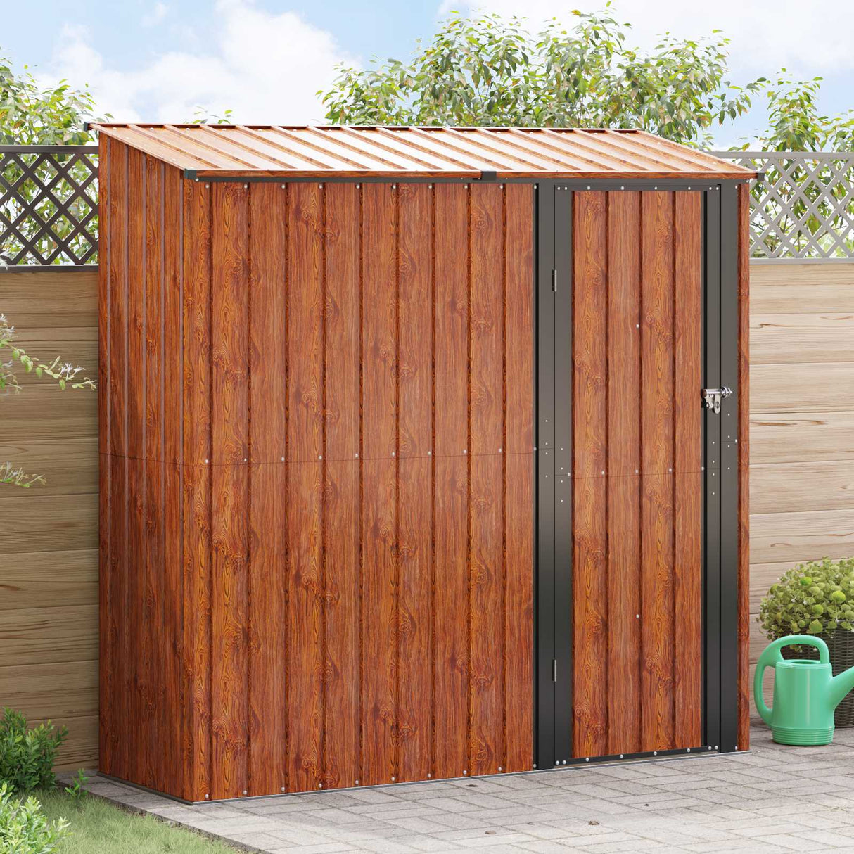 Garden Sheds Brown 203.5 x 73 x 200 cm Metal