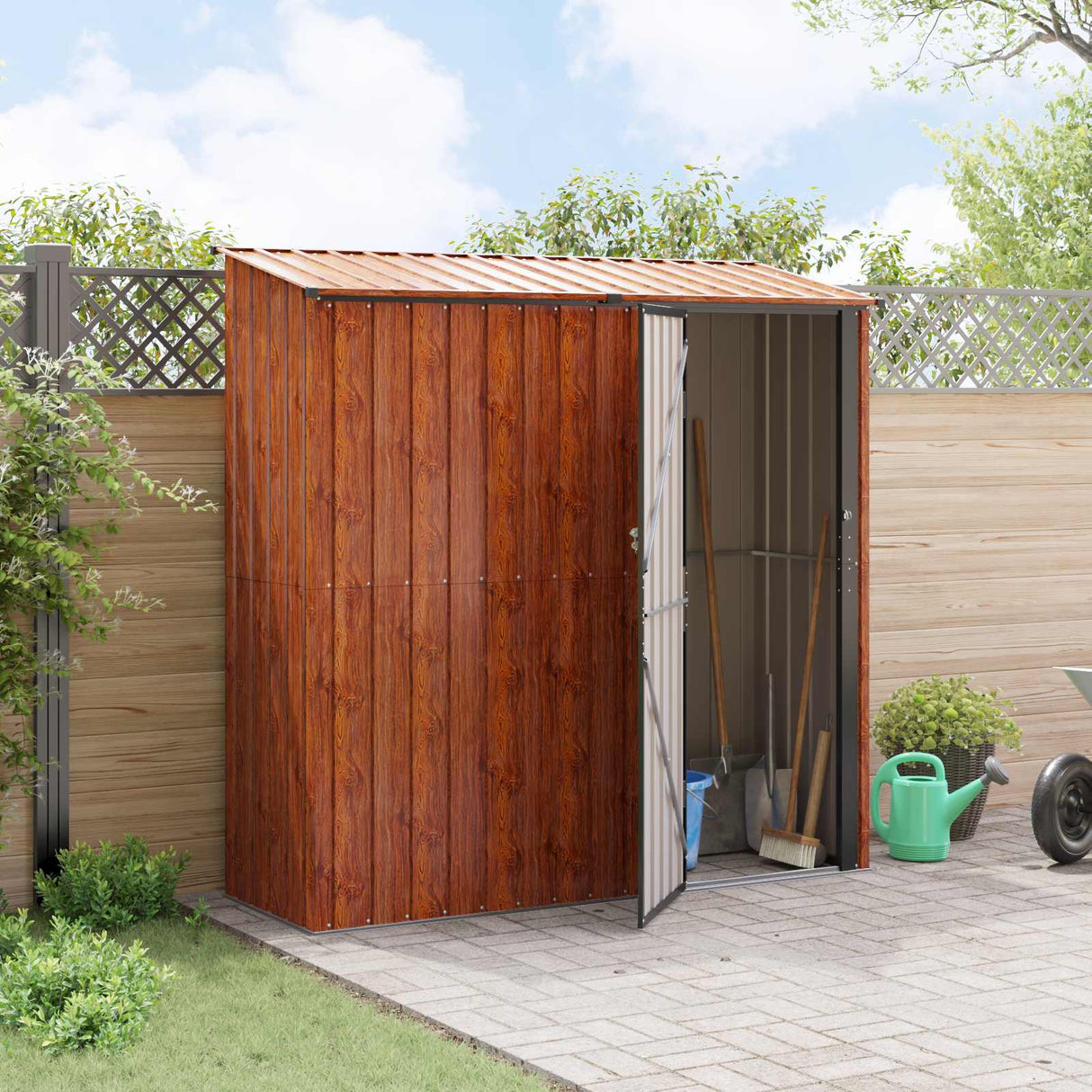 Garden Sheds Brown 203.5 x 73 x 200 cm Metal