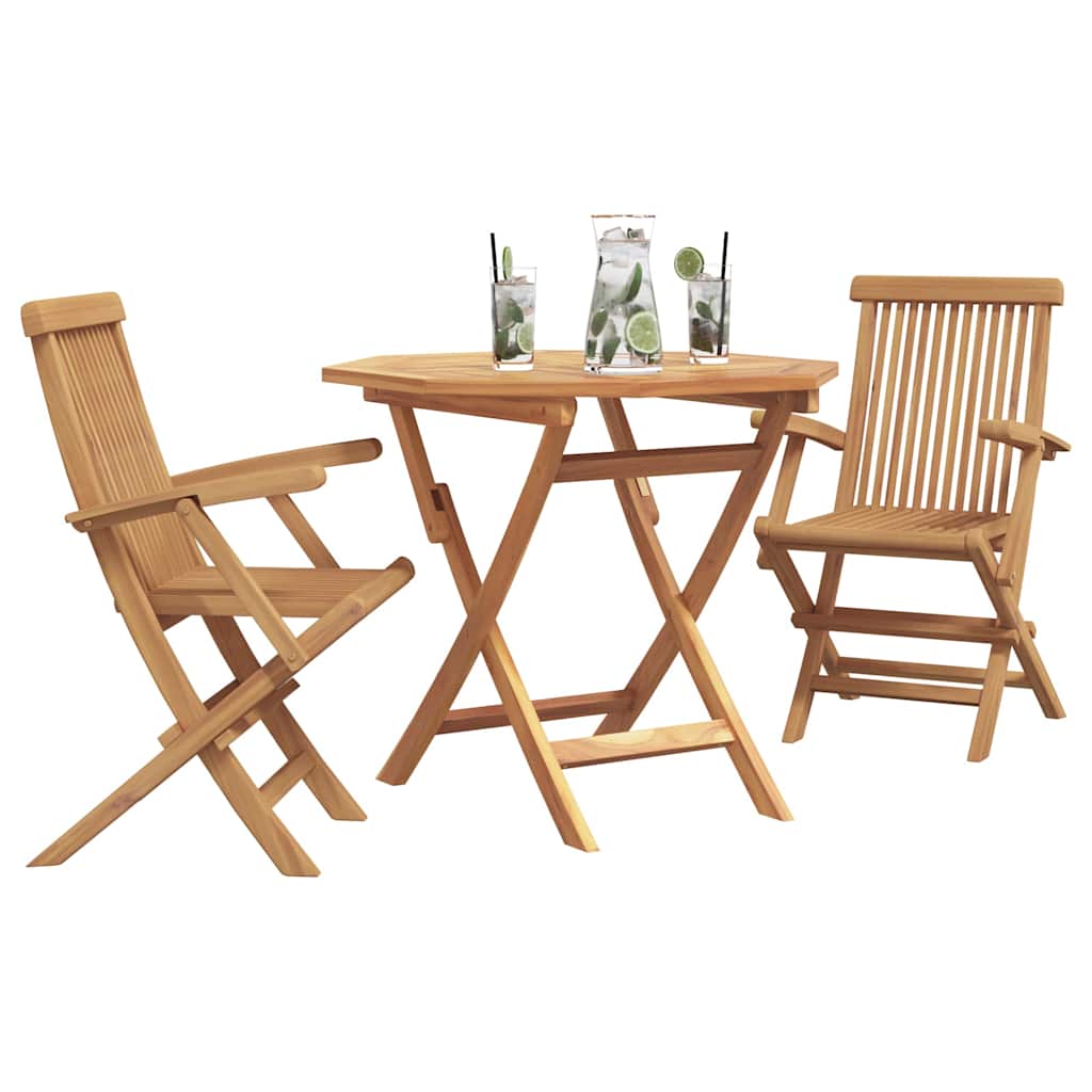 Garden Dining Set 3 pcs Brown Solid teak wood