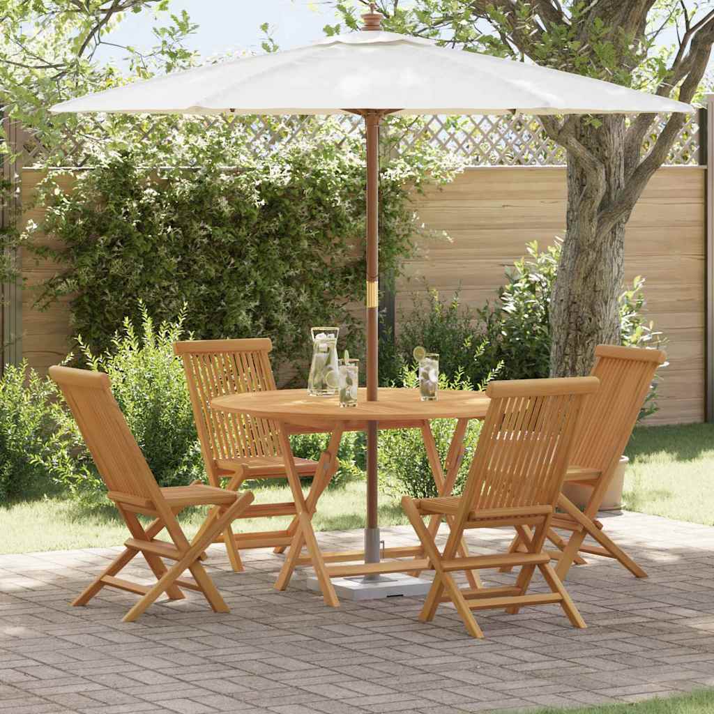 Garden Dining Set Folding 5 pcs Brown Solid Teak wood