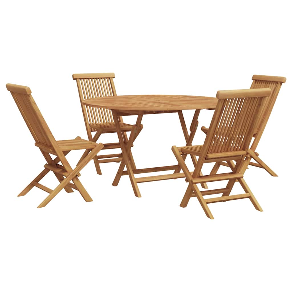Garden Dining Set Folding 5 pcs Brown Solid Teak wood