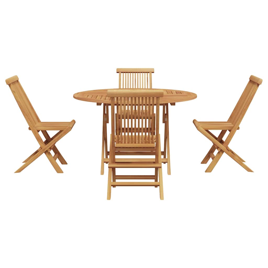 Garden Dining Set Folding 5 pcs Brown Solid Teak wood