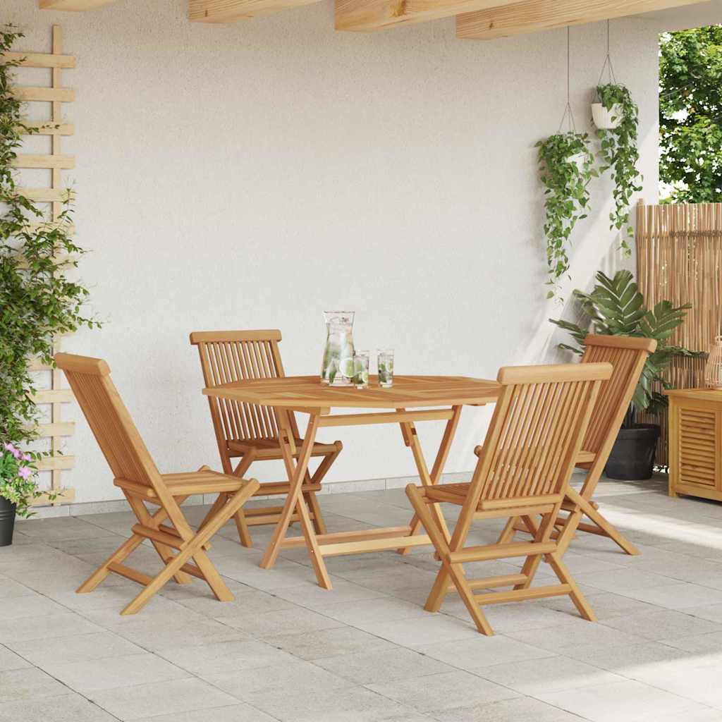 Garden Dining Set Folding 5 pcs Brown Solid Teak wood