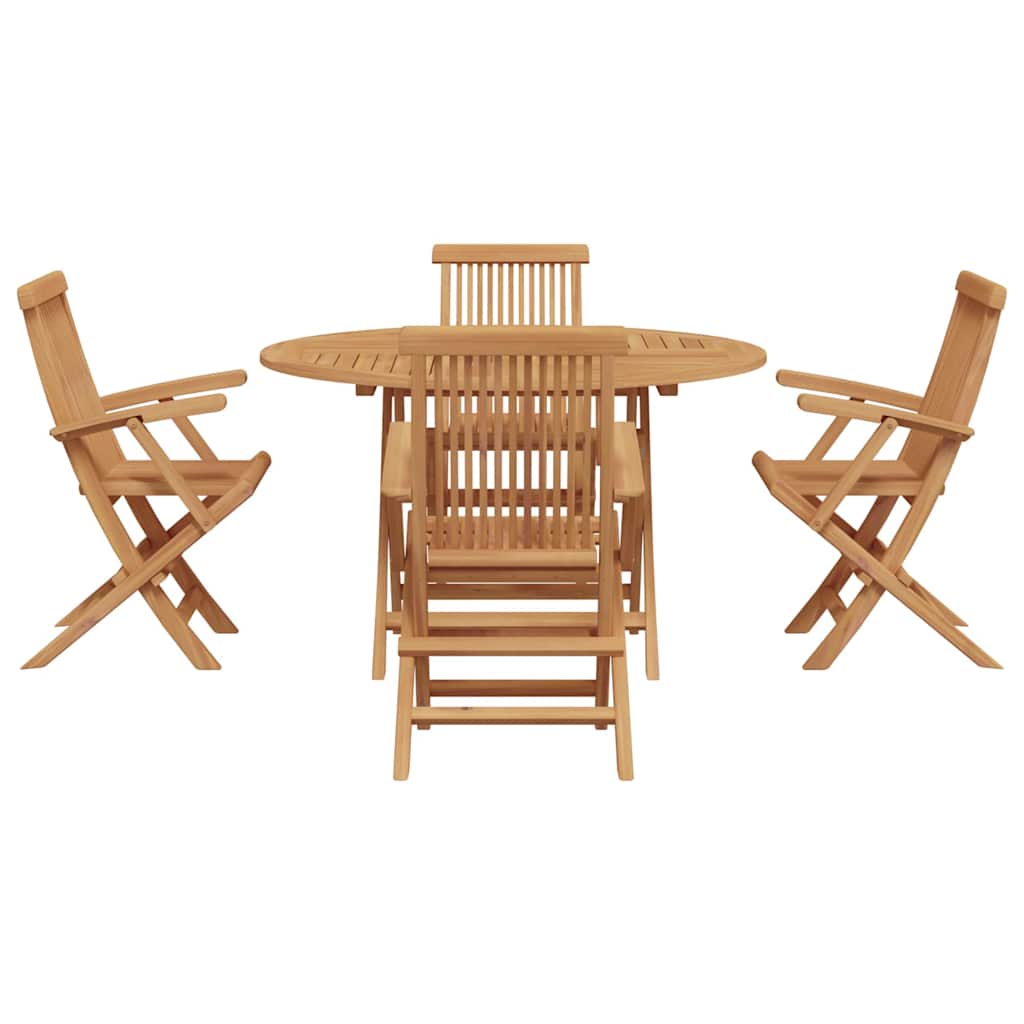 Garden Dining Set Folding 5 pcs Brown Solid Teak wood