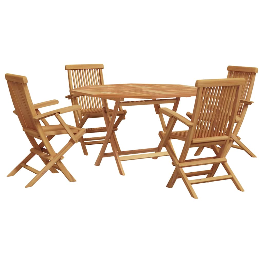 Garden Dining Set Folding 5 pcs Brown Solid Teak wood