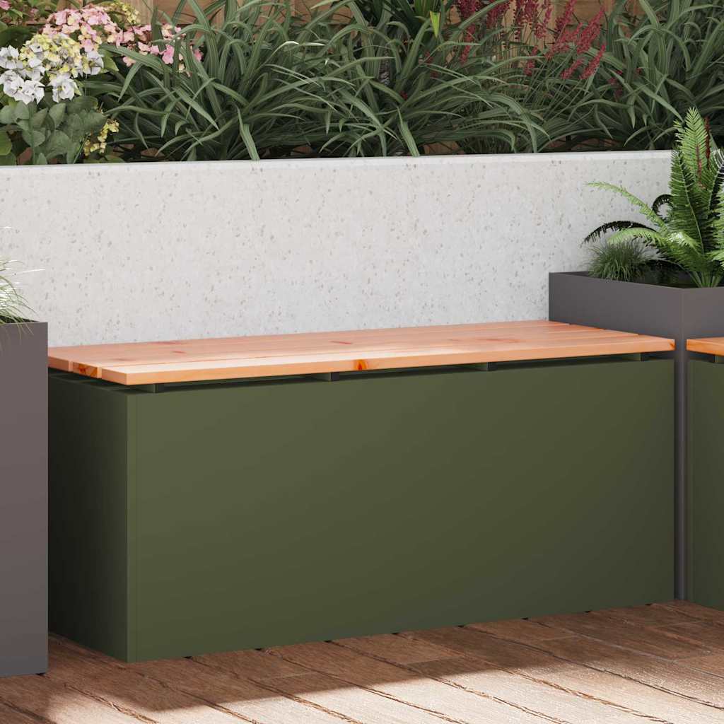 Garden Bench Olive green 100 x 40 x 43 cm Steel