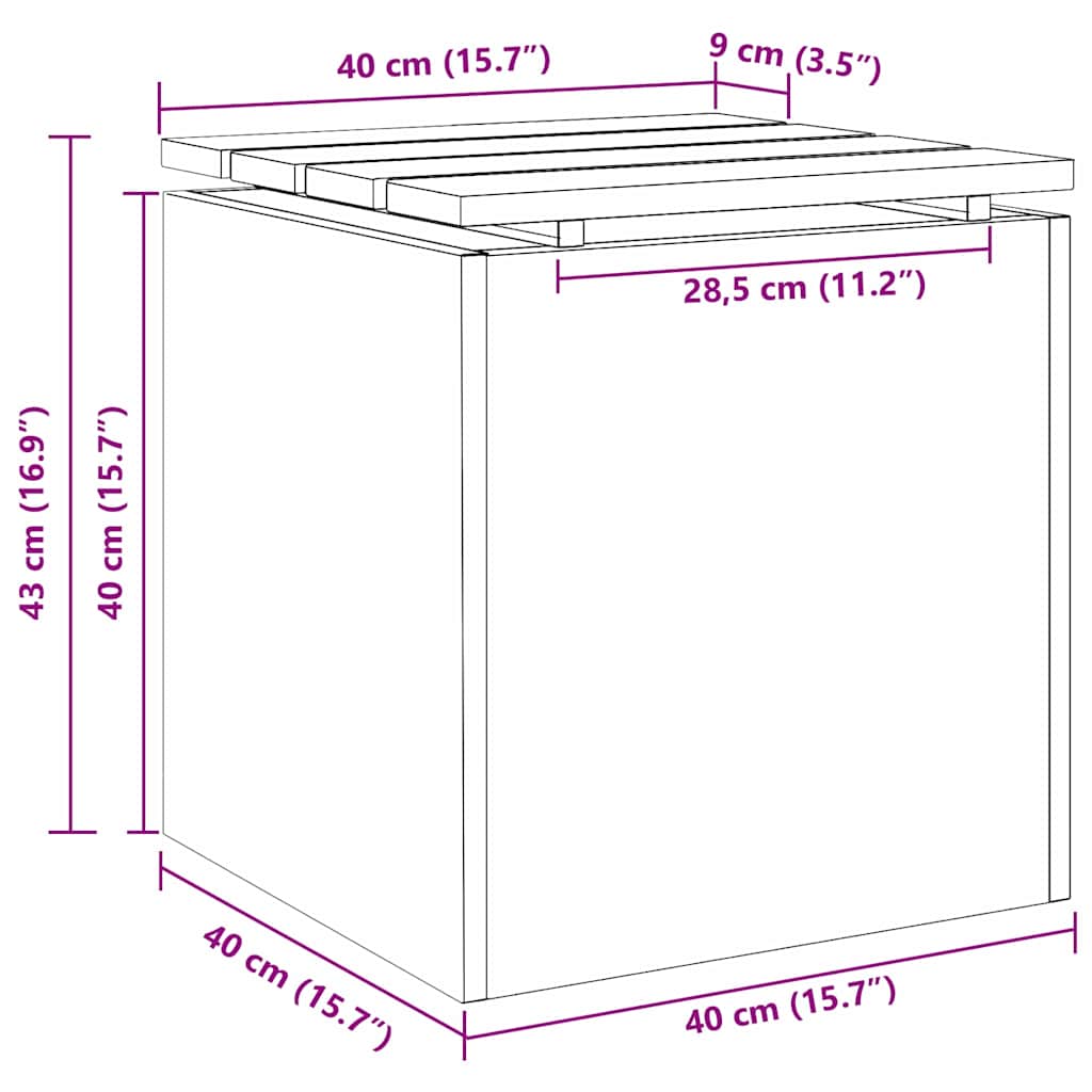 Garden Bench White 40 x 40 x 43 cm Steel