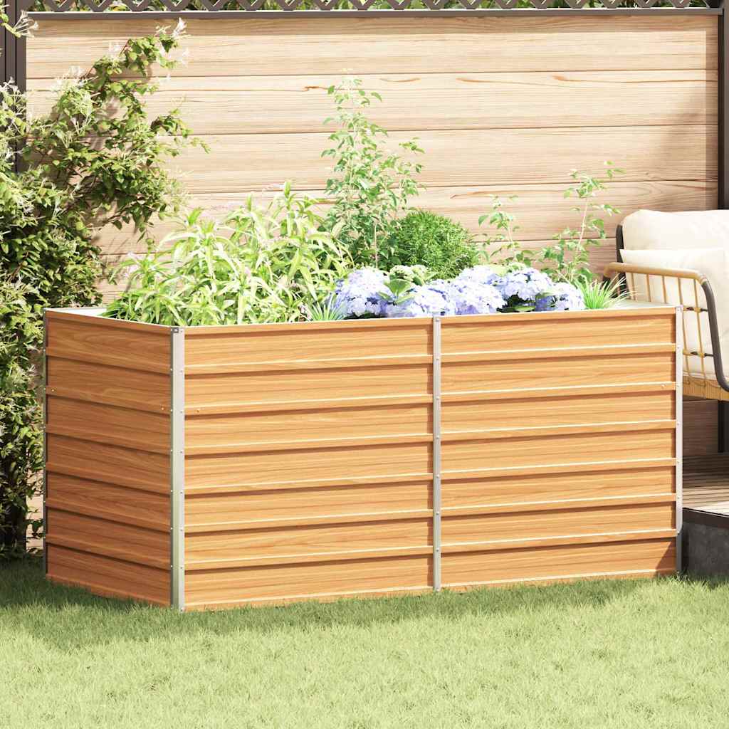 Garden Raised Bed Light Brown 160 x 80 x 77 cm Galvanised Steel