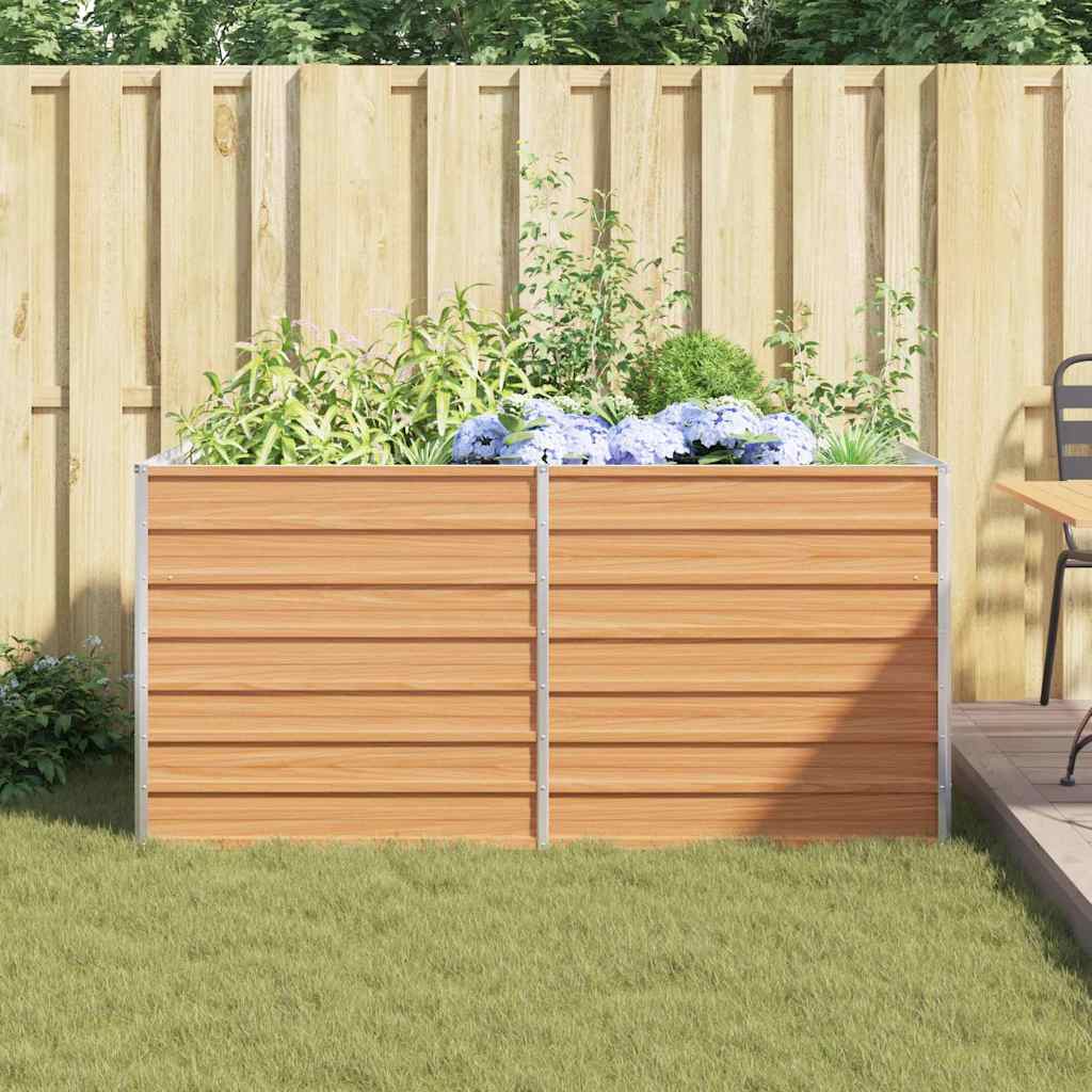 Garden Raised Bed Light Brown 160 x 80 x 77 cm Galvanised Steel