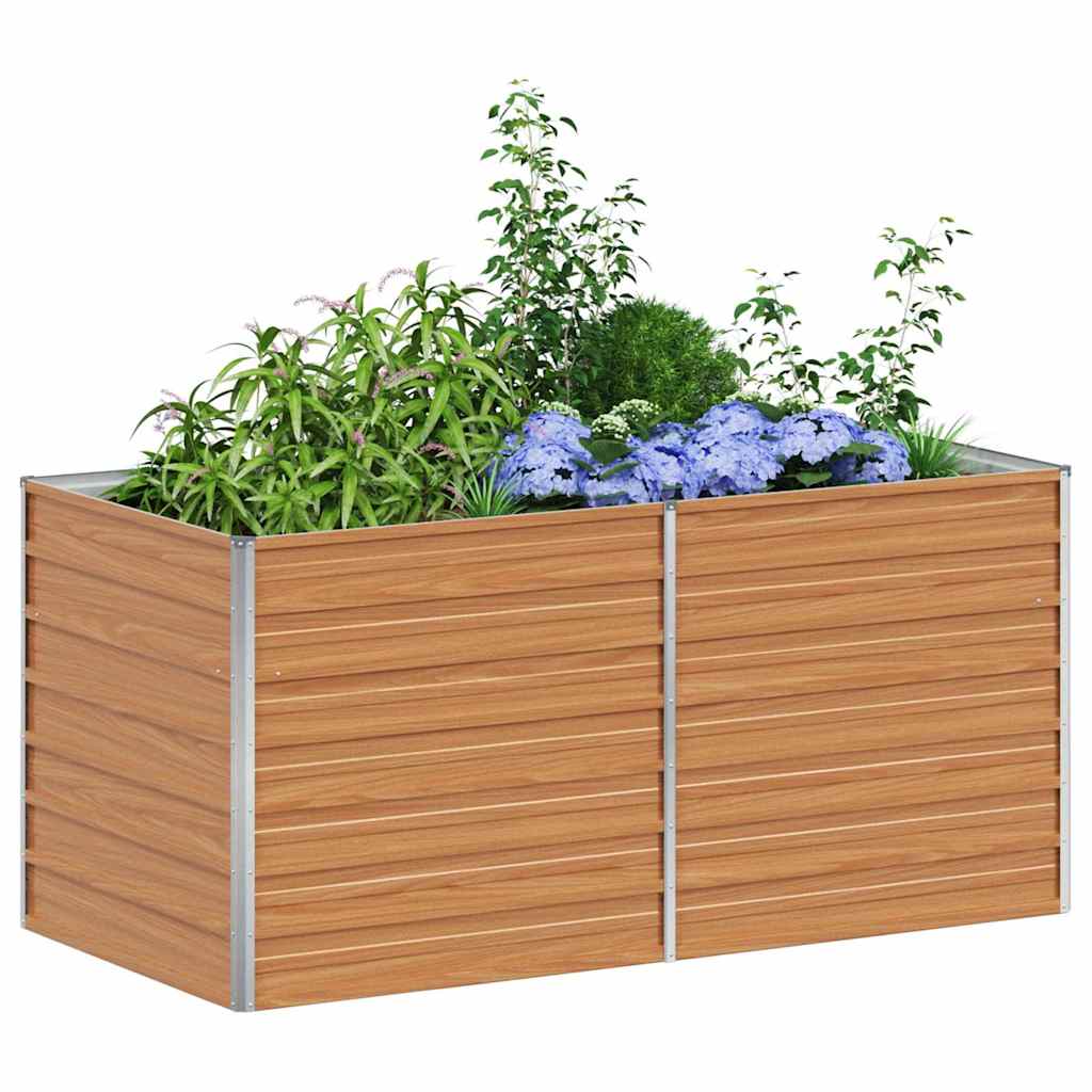 Garden Raised Bed Light Brown 160 x 80 x 77 cm Galvanised Steel