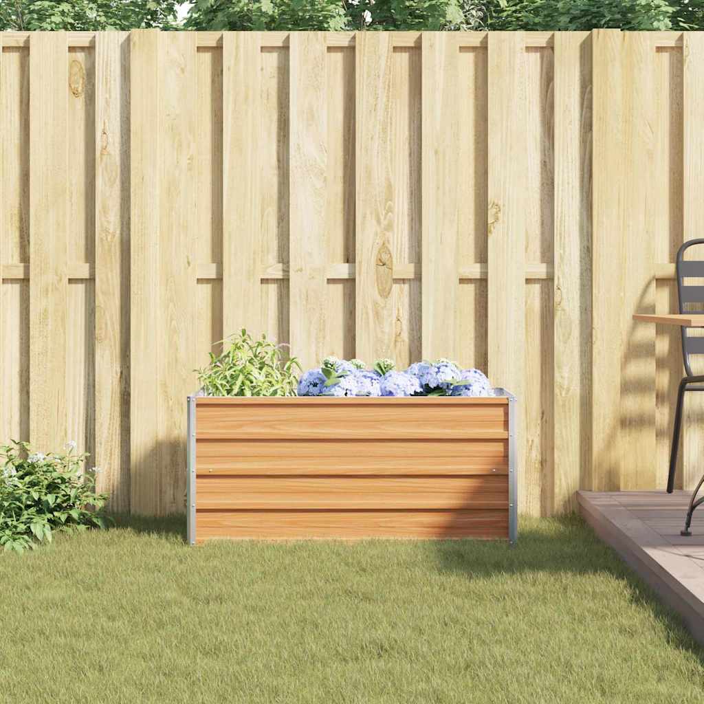 Garden Raised Bed Light Brown 100 x 40 x 45 cm Galvanised Steel