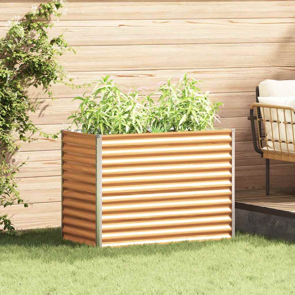 Garden Raised Bed Light Brown 98 x 50 x 68 cm Galvanised Steel