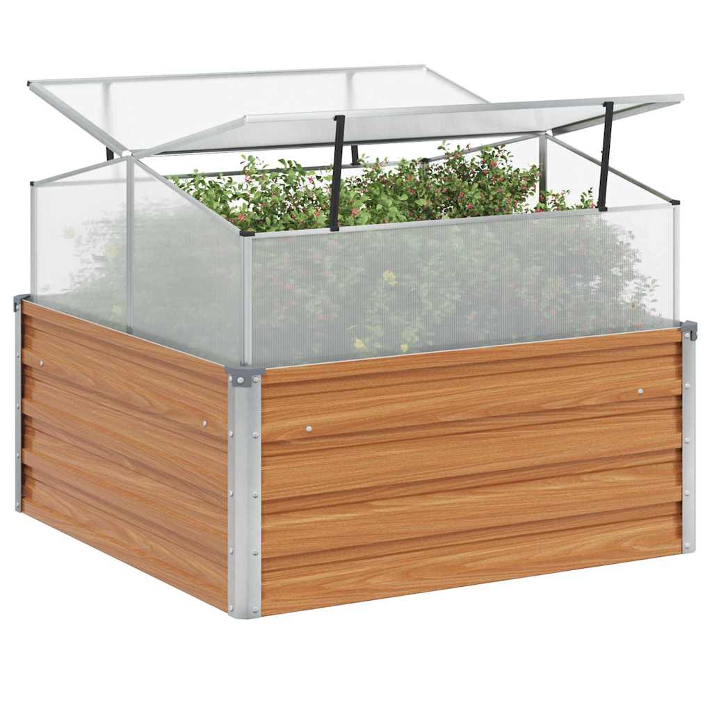 Garden Planter with Greenhouse Light Brown 100 x 100 x 77 cm